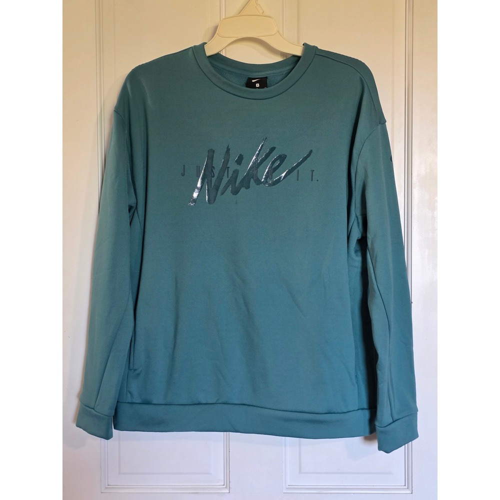 Nike Womens Just Do It Crewneck Sweatshirt Teal Blue BV5225-364 Small Retro Y2K